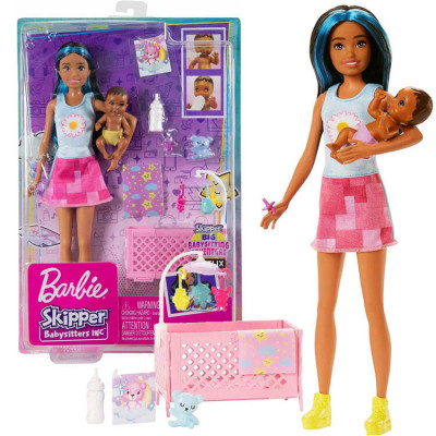 Bábika Barbie Skipper opatrovateľka – bábätko s doplnkami HJY34